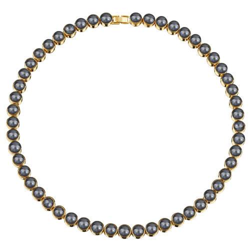 Колье Теннис (Майорка темно-серая 6мм; покрытие золото) 44-49см