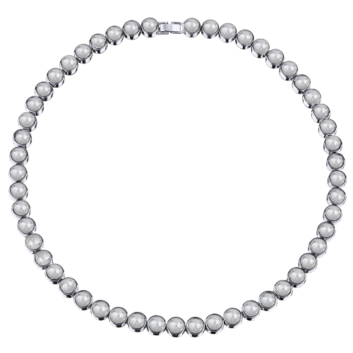 Колье Теннис (Майорка белая 6мм; покрытие родий) 44-49см