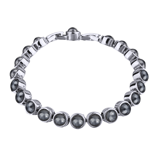 Браслет Теннис (Майорка темно-серая 6мм; покрытие родий) 18-20см