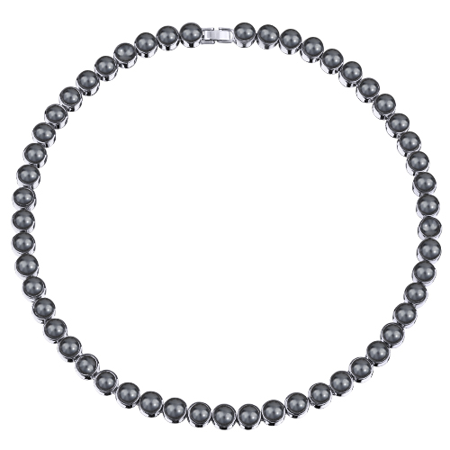 Колье Теннис (Майорка темно-серая 6мм; покрытие родий) 44-49см