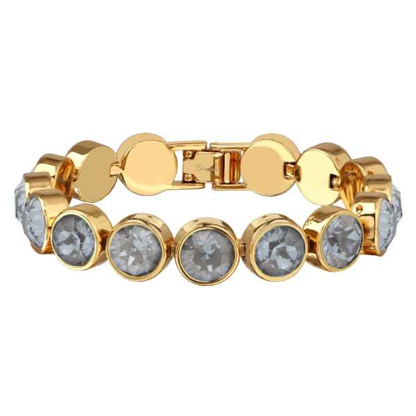 Браслет Теннис (кристаллы SW дымчато-серые 8мм; покрытие золото 17-19см)