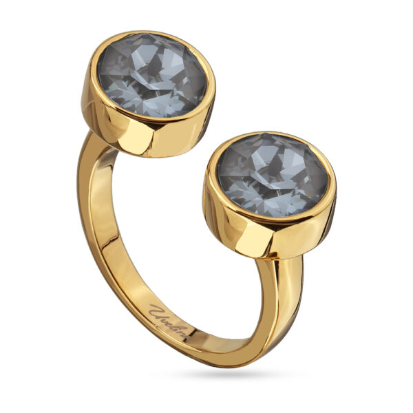 Кольцо Теннис (кристаллы SW дымчато-серые 8мм; покрытие золото)