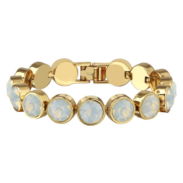 Браслет Теннис (кристаллы SW белый опал 8мм; покрытие золото) 17-19см