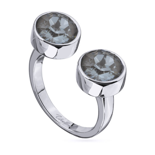 Кольцо Теннис (кристаллы SW дымчато-серые 8мм; покрытие родий)