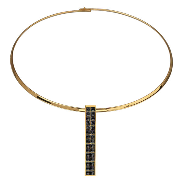 Колье Квадро (кристаллы SW темно-серые; покрытие золото) 42см