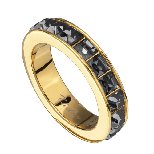 Кольцо Квадро (кристаллы SW темно-серые; покрытие золото)