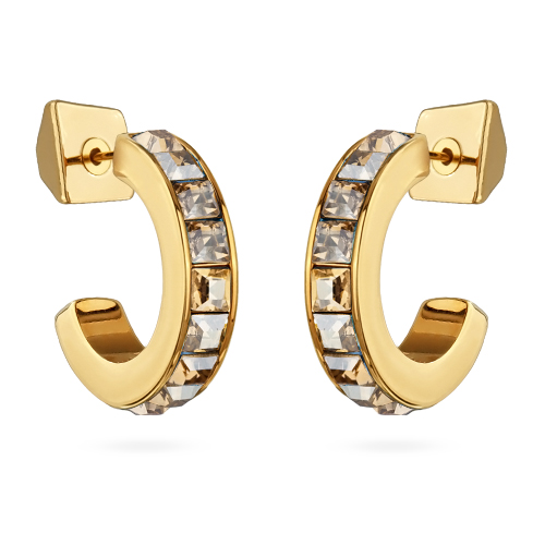 Серьги Квадро (кристаллы SW шампань; покрытие золото)