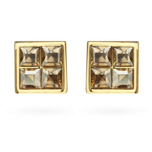 Пусеты Квадро (кристаллы SW шампань; покрытие золото)