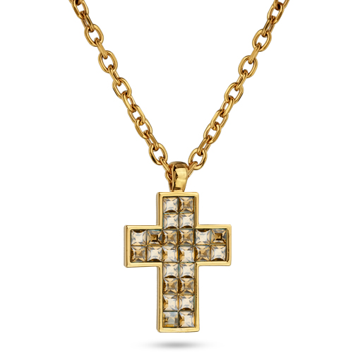 Кулон Квадро (кристаллы SW шампань; покрытие золото) 50см