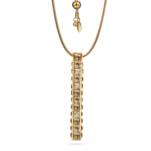 Кулон Квадро (кристаллы SW шампань; покрытие золото) 80см