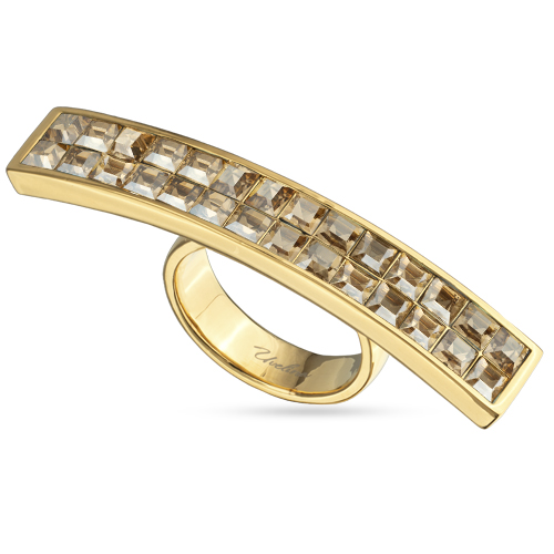 Кольцо Квадро (кристаллы SW шампань; покрытие золото)
