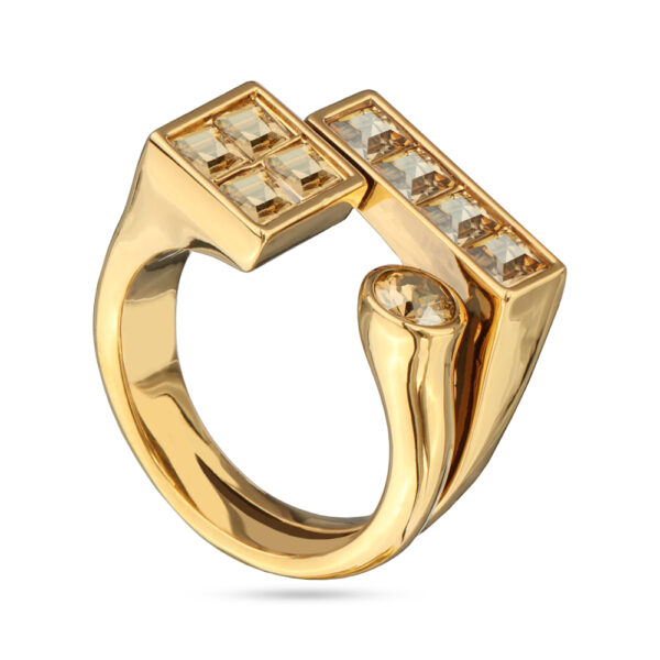 Кольцо Квадро (кристаллы SW шампань; покрытие золото)