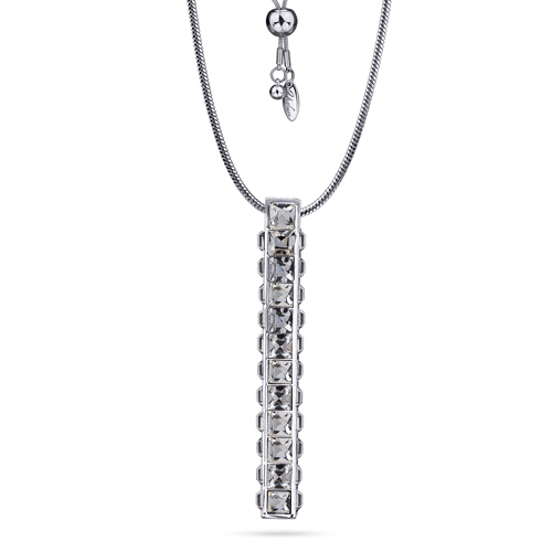 Кулон Квадро (кристаллы SW белые; покрытие родий) 80см