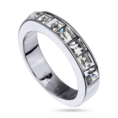 Кольцо Квадро (кристаллы SW белые; покрытие родий)