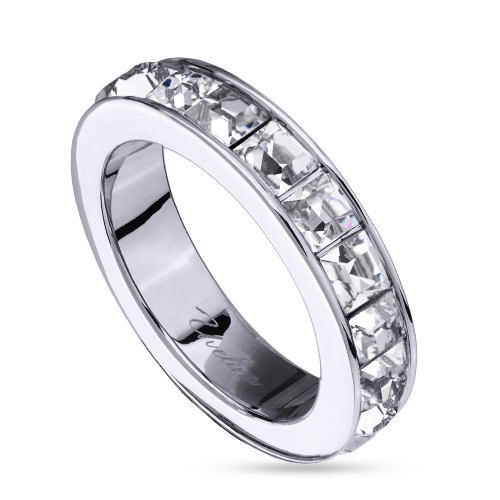 Кольцо Квадро (кристаллы SW белые; покрытие родий)