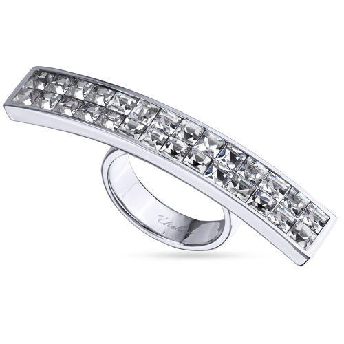 Кольцо Квадро (кристаллы SW белые; покрытие родий)