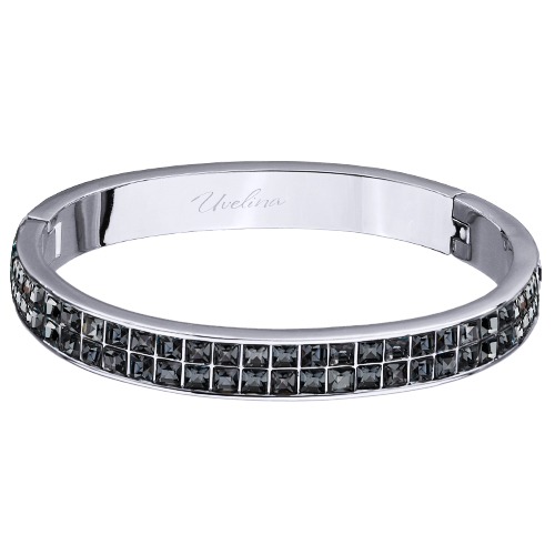 Браслет Квадро (кристаллы SW темно-серые; покрытие родий)