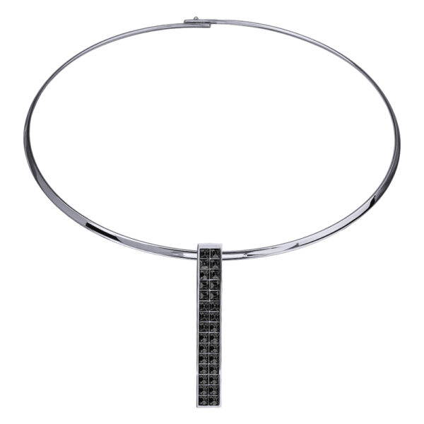 Колье Квадро (кристаллы SW темно-серые; покрытие родий) 42см