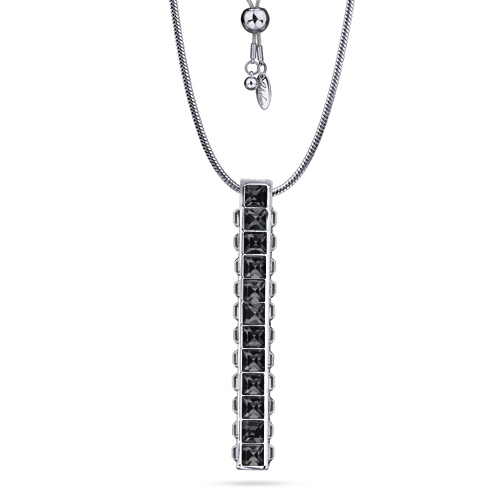 Кулон Квадро (кристаллы SW темно-серые; покрытие родий) 80см