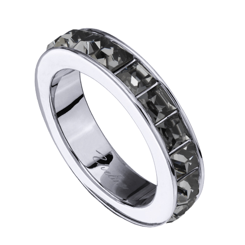 Кольцо Квадро (кристаллы SW темно-серые; покрытие родий)