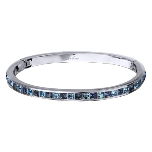 Браслет Квадро (кристаллы SW джинс, аквамарин; покрытие родий)