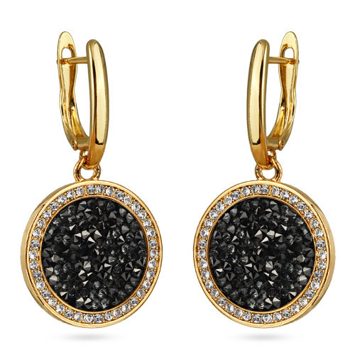 Серьги Галактика (кристаллы SW темно-серые; покрытие золото)