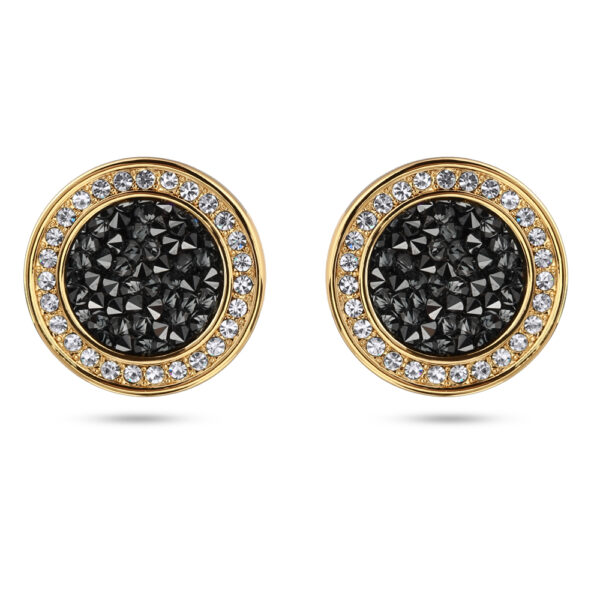 Пусеты Галактика (кристаллы SW темно-серые; покрытие золото)