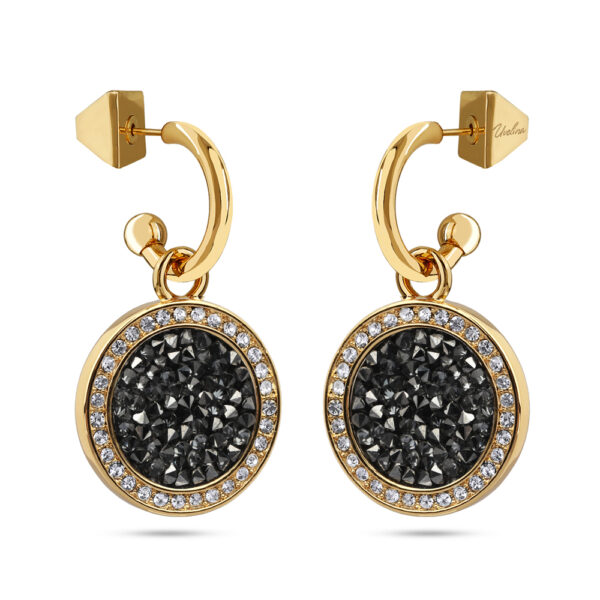 Серьги Галактика (кристаллы SW темно-серые; покрытие золото)