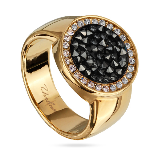 Кольцо Галактика (кристаллы SW темно-серые; покрытие золото)