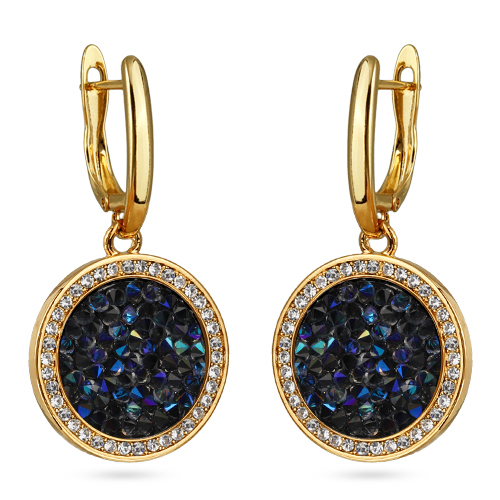 Серьги Галактика (кристаллы SW синие; покрытие золото)