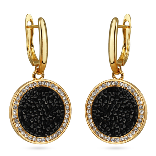 Серьги Галактика (кристаллы SW черные; покрытие золото)