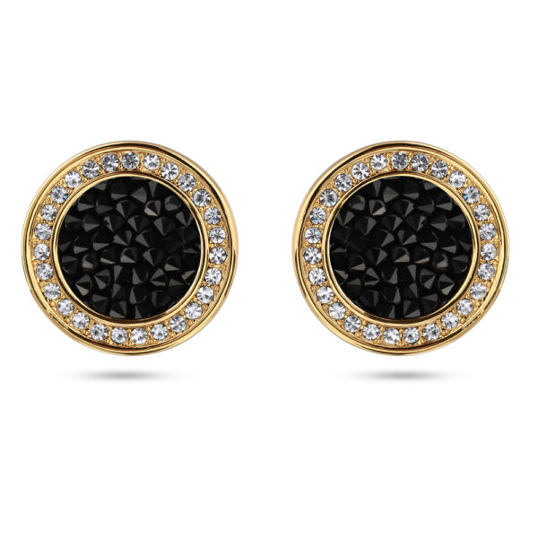 Пусеты Галактика (кристаллы SW черные; покрытие золото)