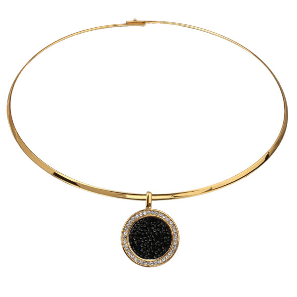 Колье Галактика (кристаллы SW черные; покрытие золото) 42см