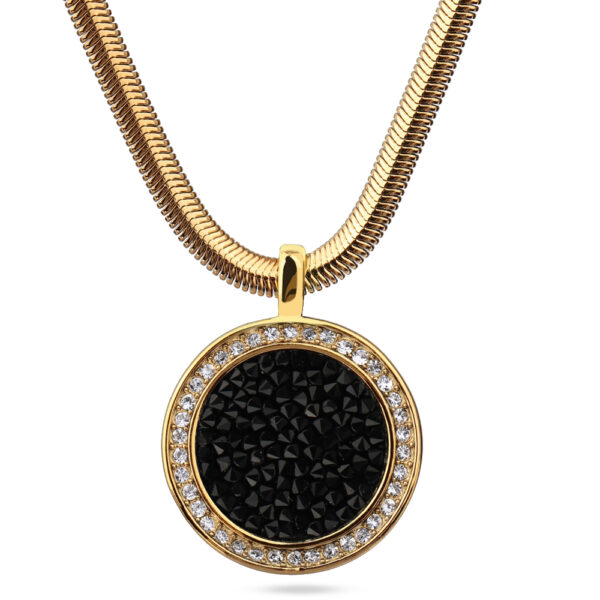 Кулон Галактика (кристаллы SW черные; покрытие золото) 45-50см