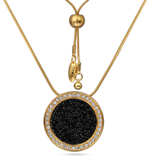 Кулон Галактика (кристаллы SW черные; покрытие золото) 86см