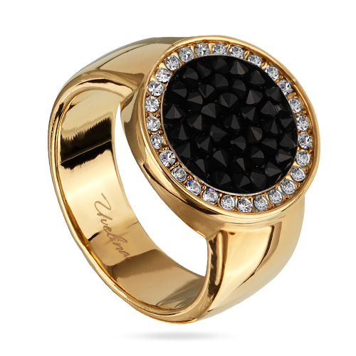 Кольцо Галактика (кристаллы SW черные; покрытие золото)