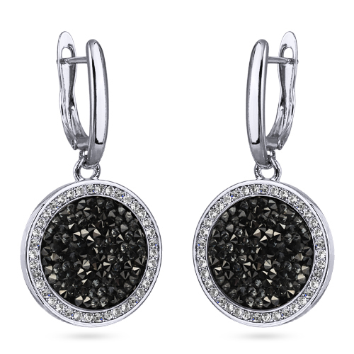 Серьги Галактика (кристаллы SW темно-серые; покрытие родий)