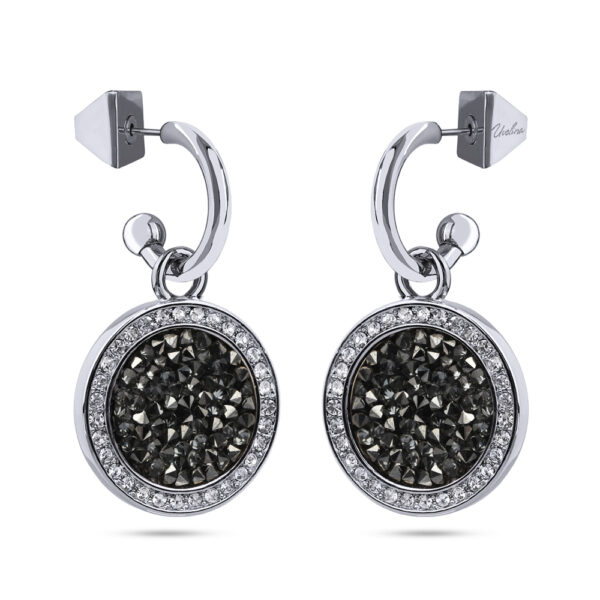 Серьги Галактика (кристаллы SW темно-серые; покрытие родий)