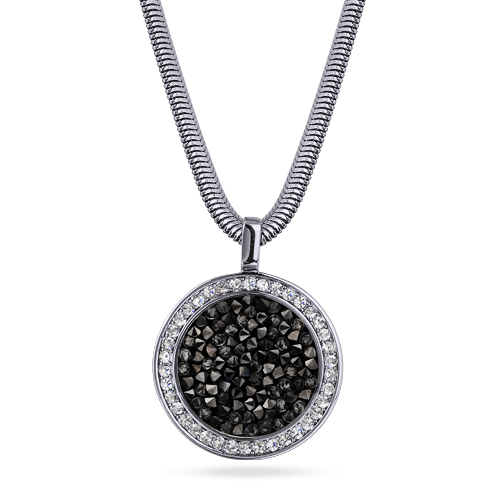 Кулон Галактика (кристаллы SW темно-серые; покрытие родий) 45-50см