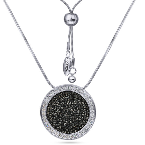 Кулон Галактика (кристаллы SW темно-серые; покрытие родий) 86см