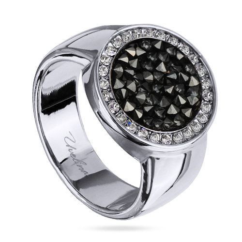 Кольцо Галактика (кристаллы SW темно-серые; покрытие родий)