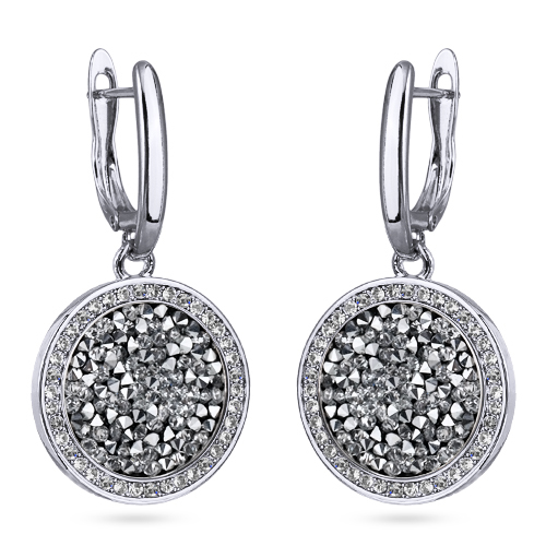 Серьги Галактика (кристаллы SW серебристые; покрытие родий)