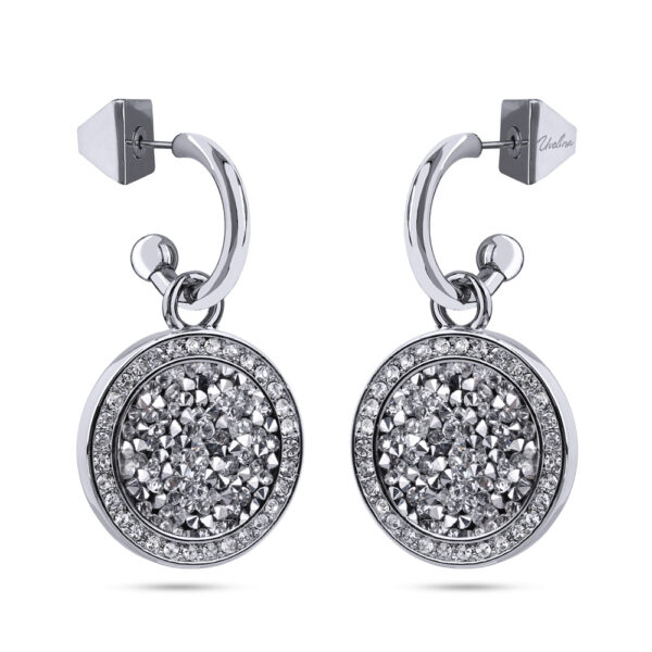 Серьги Галактика (кристаллы SW серебристые; покрытие родий)