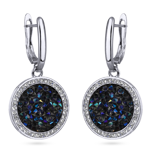 Серьги Галактика (кристаллы SW синие; покрытие родий)