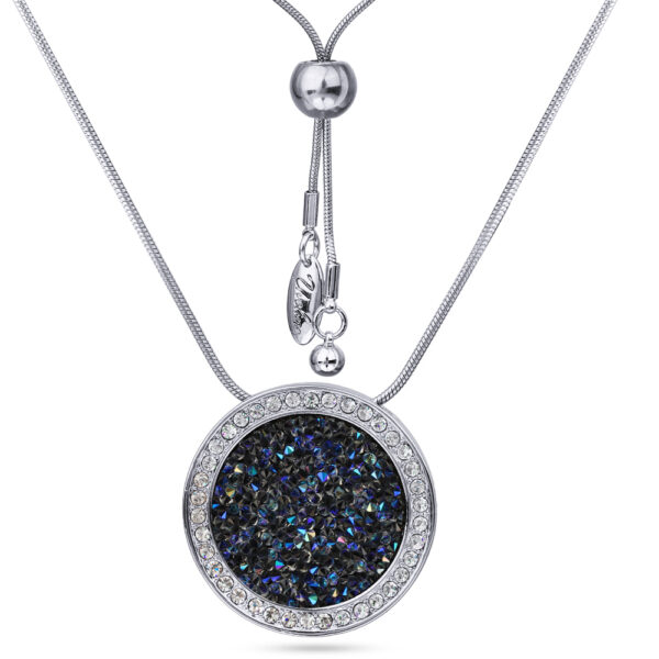 Кулон Галактика (кристаллы SW синие; покрытие родий) 86см