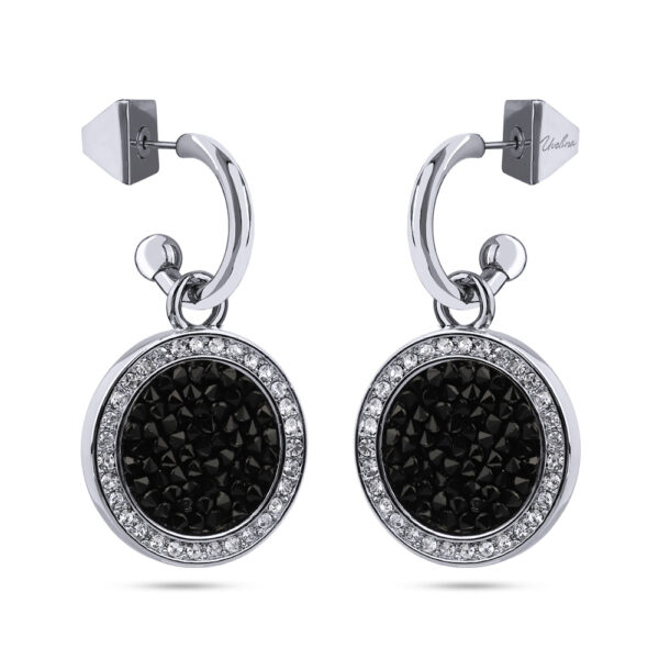 Серьги Галактика (кристаллы SW черные; покрытие родий)