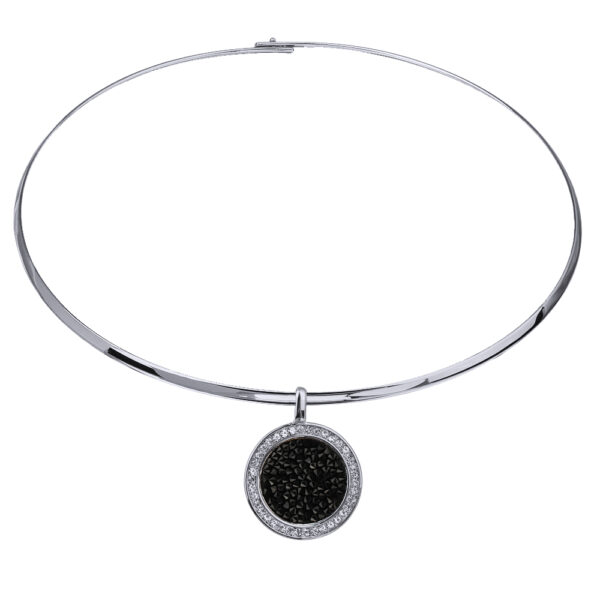 Колье Галактика (кристаллы SW черные; покрытие родий) 42см