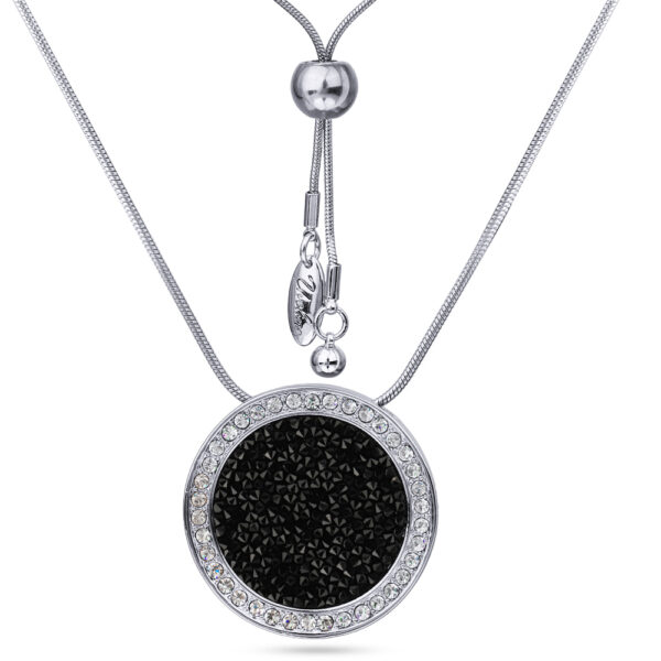 Кулон Галактика (кристаллы SW черные; покрытие родий) 86см