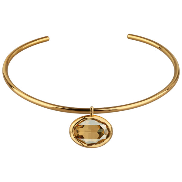 Колье-чокер Грация (кристаллы SW 30х22 шампань; покрытие золото) 13см