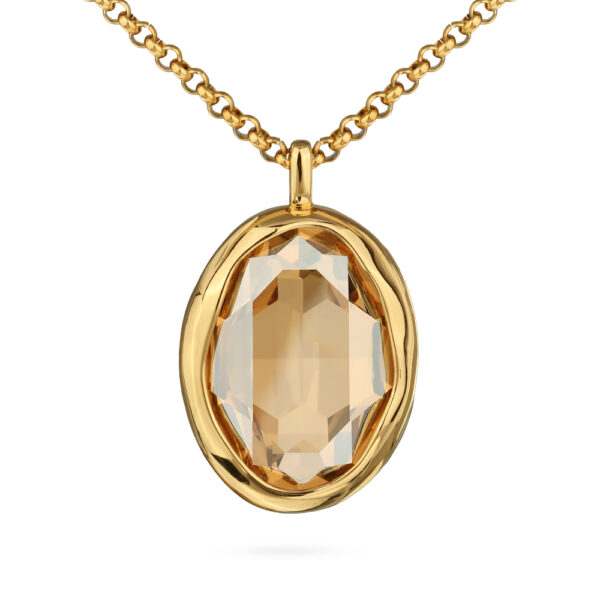 Кулон Грация (кристаллы SW 30х22 шампань; покрытие золото) 90-95см